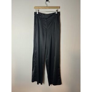 Honey Birdette LAUREN Black Pants Sexy Satin High Waist No Belt Sz: Medium EUC